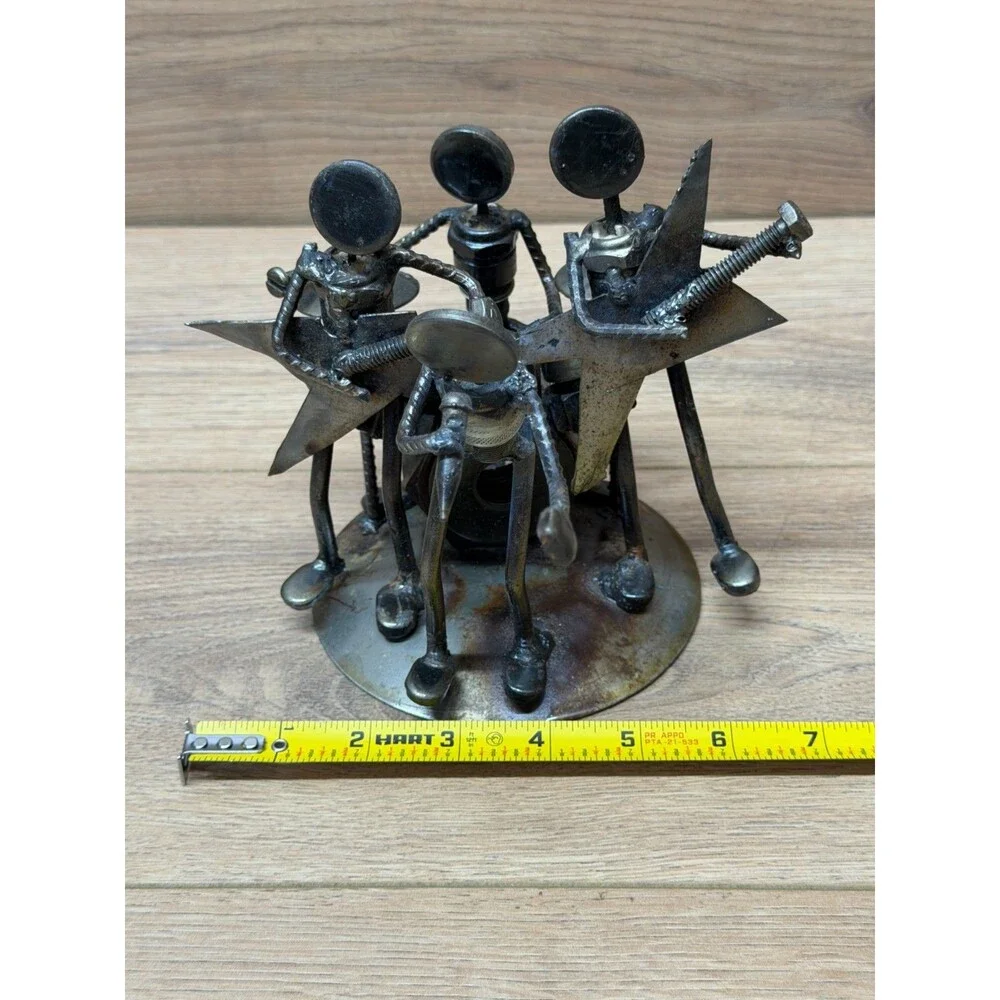 Metal Nuts and Bolts 4 Piece Rock Band Sculpture Figurine Steampunk